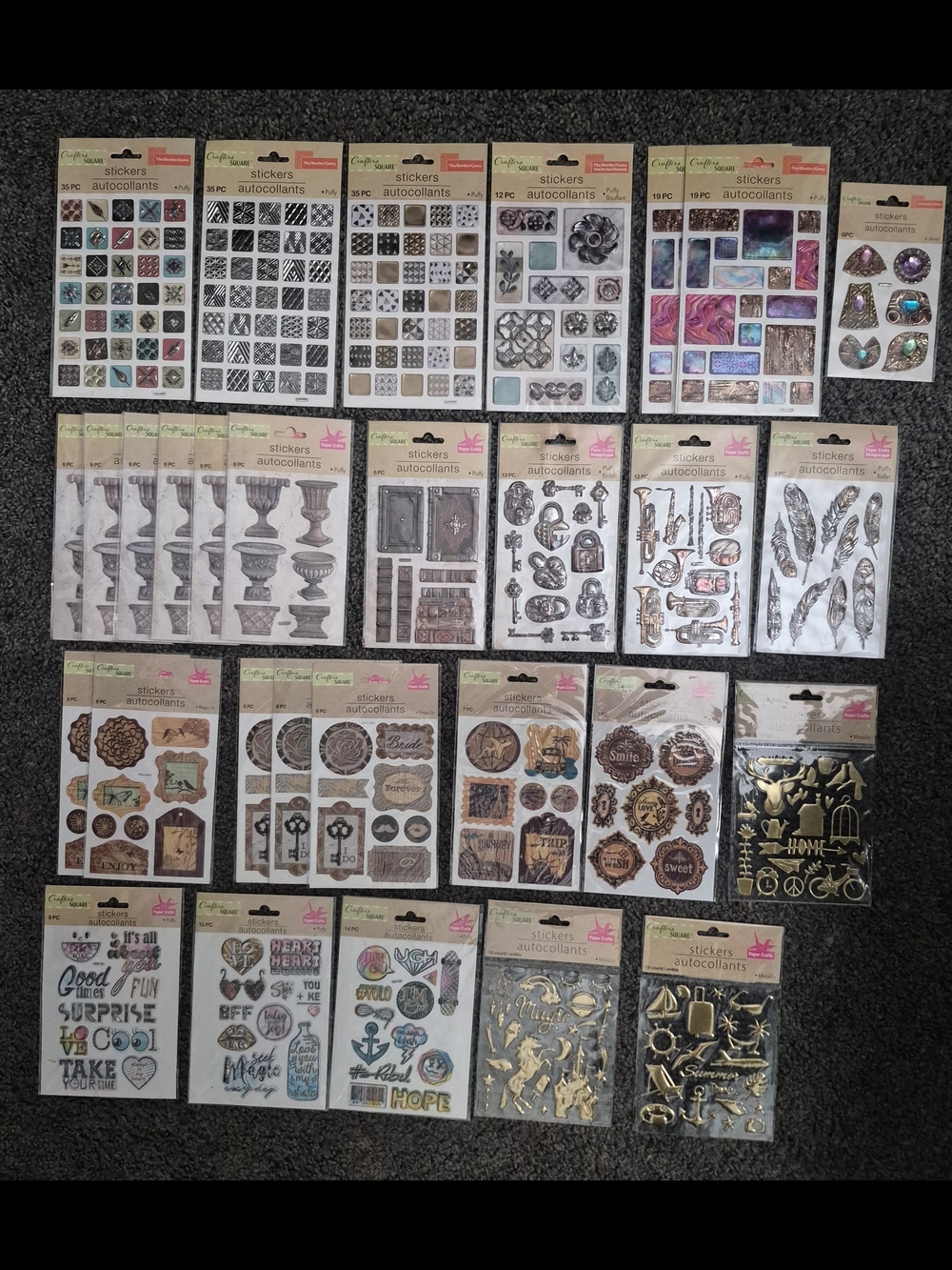 30pc Crafter’s Square Puffy & 3D Sticker Lot